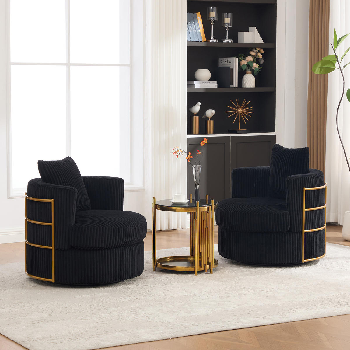 SESSEL 2er-Set 360° drehbar mit Stauraum, DE-42295, Schwarz - Schwarz, Textil (76/78/79cm) - ComfortXL