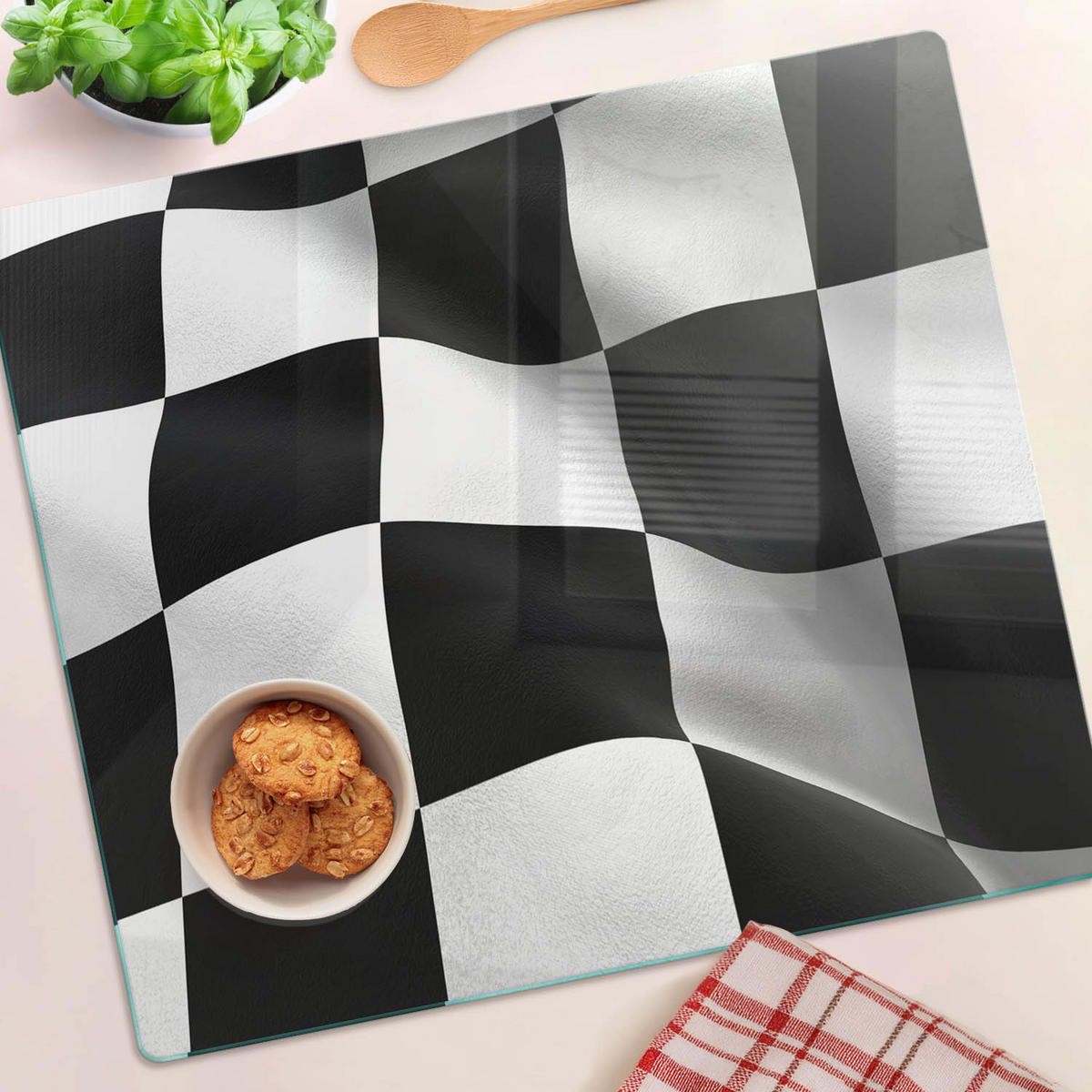 GLASPLATTE 60x52 cm Ende der Flagge - Schwarz, Glas (60/0.4/52cm) - TULUP
