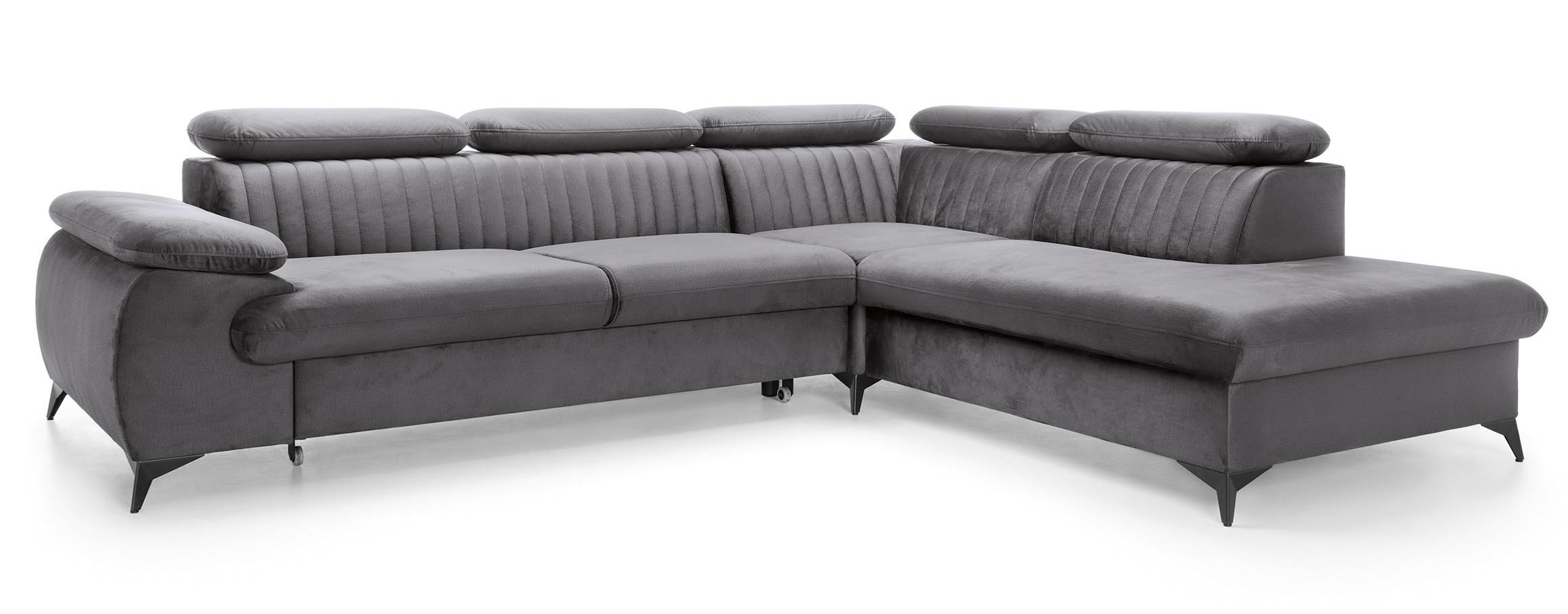 ECKSOFA 275 cm mit verstellbaren Kopfstützen Xanto L, Rechts, Dunkelgrau - Dunkelgrau, Holz (221/275cm) - Emporius