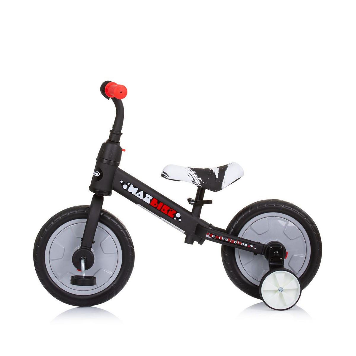 LAUFRAD Max Bike 2 in 1 grau 10 Zoll Räder, Pedale, Stützräder - Grau, Metall (70/38/60cm) - Chipolino