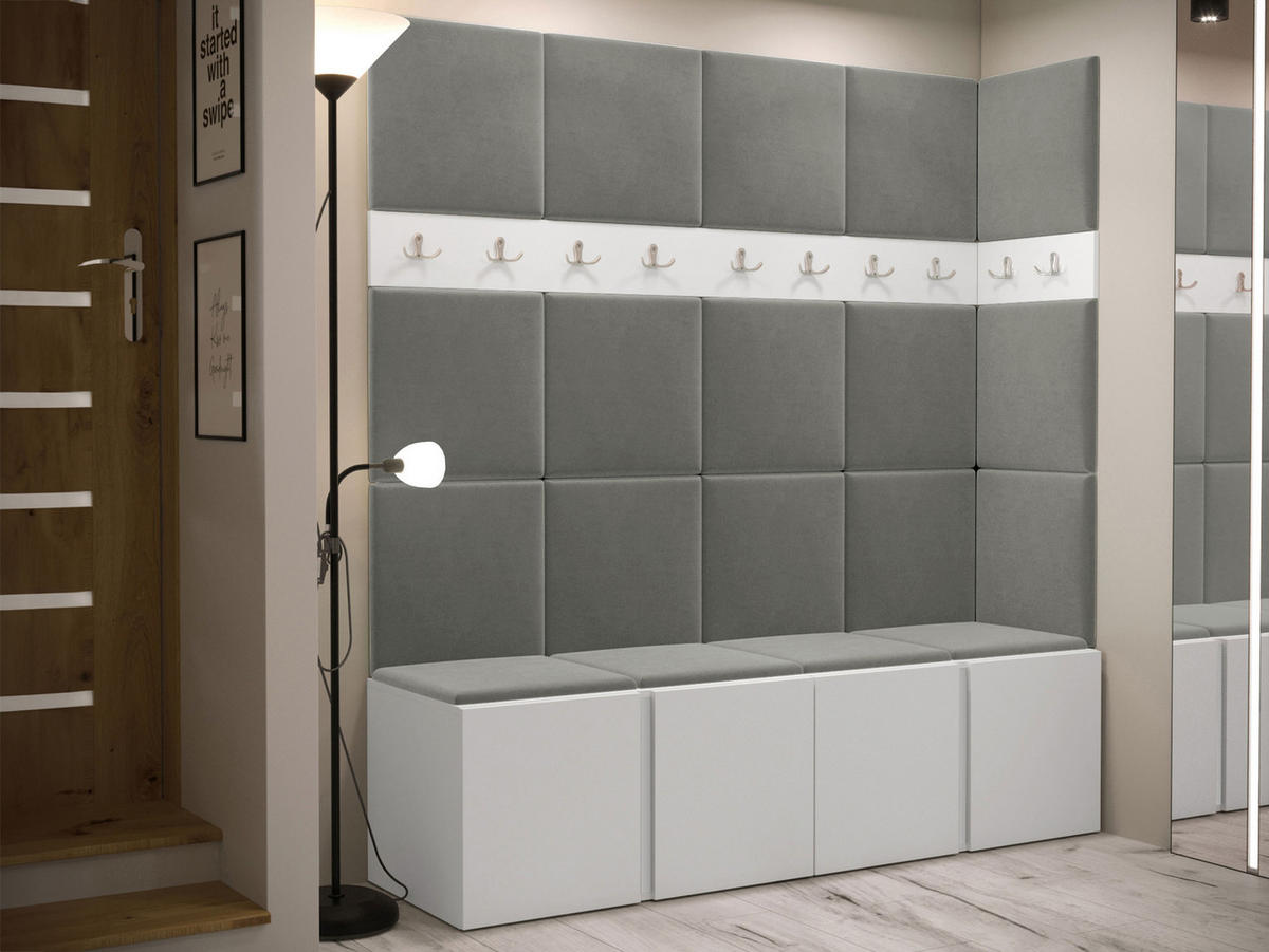 GARDEROBEN-SET Orion II - Weiß/Grau, Holzwerkstoff/Kunststoff (168/186/46cm) - MIRJAN24