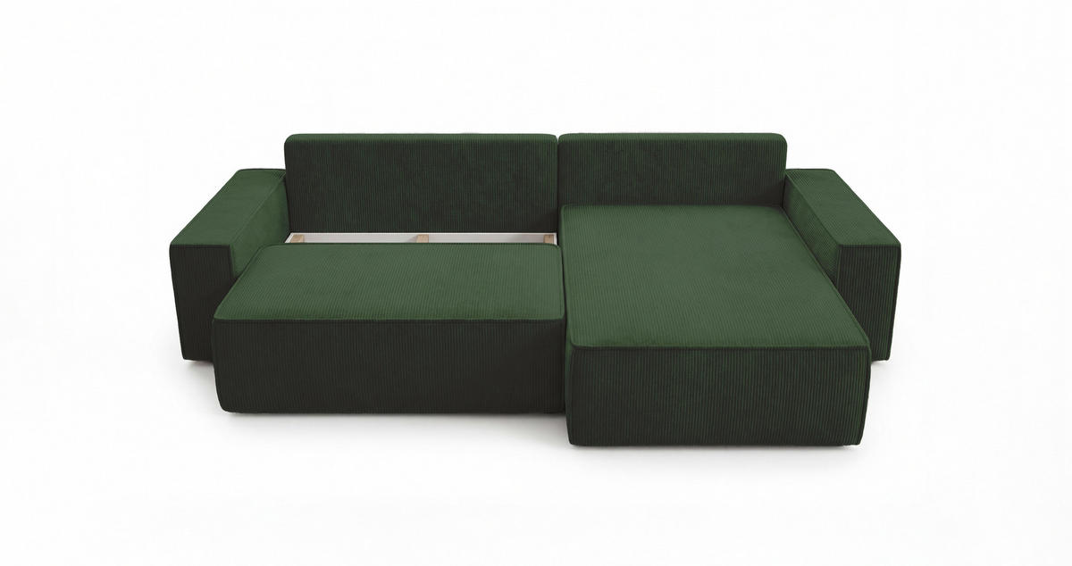 ECKSOFA California mit Schlaffunktion Grün Rechts - Grün, Textil (280/184cm) - Cornero