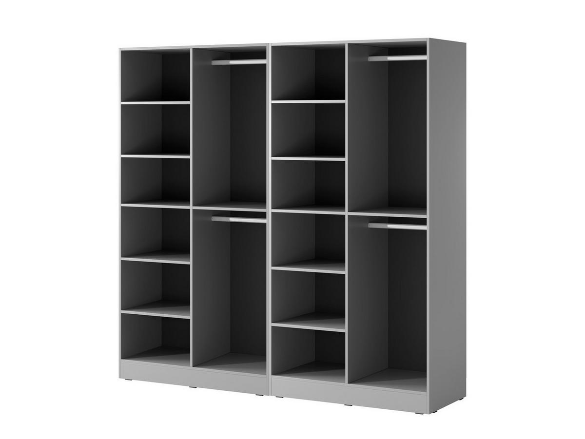 KLEIDERSCHRANK ZEN (Modular, Grau Matt, Rillenfront, 4-türig) - Schwarz/Grau, Holz/Holzwerkstoff (202/200/51cm) - Ravio