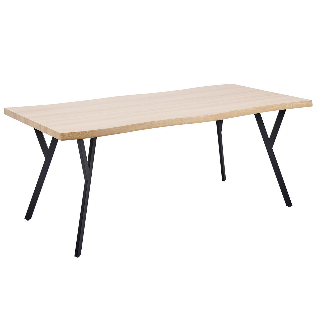 ESSTISCH heller Holzfarbton/schwarz 180/90 cm Alton - Hellbraun/Schwarz, Holzwerkstoff (180/90/76cm) - Beliani