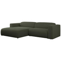 ECKSOFA PASADENA Grün Bouclé - Links Seite - Schwarz/Grün, Kunststoff/Textil (288/180cm) - MKS