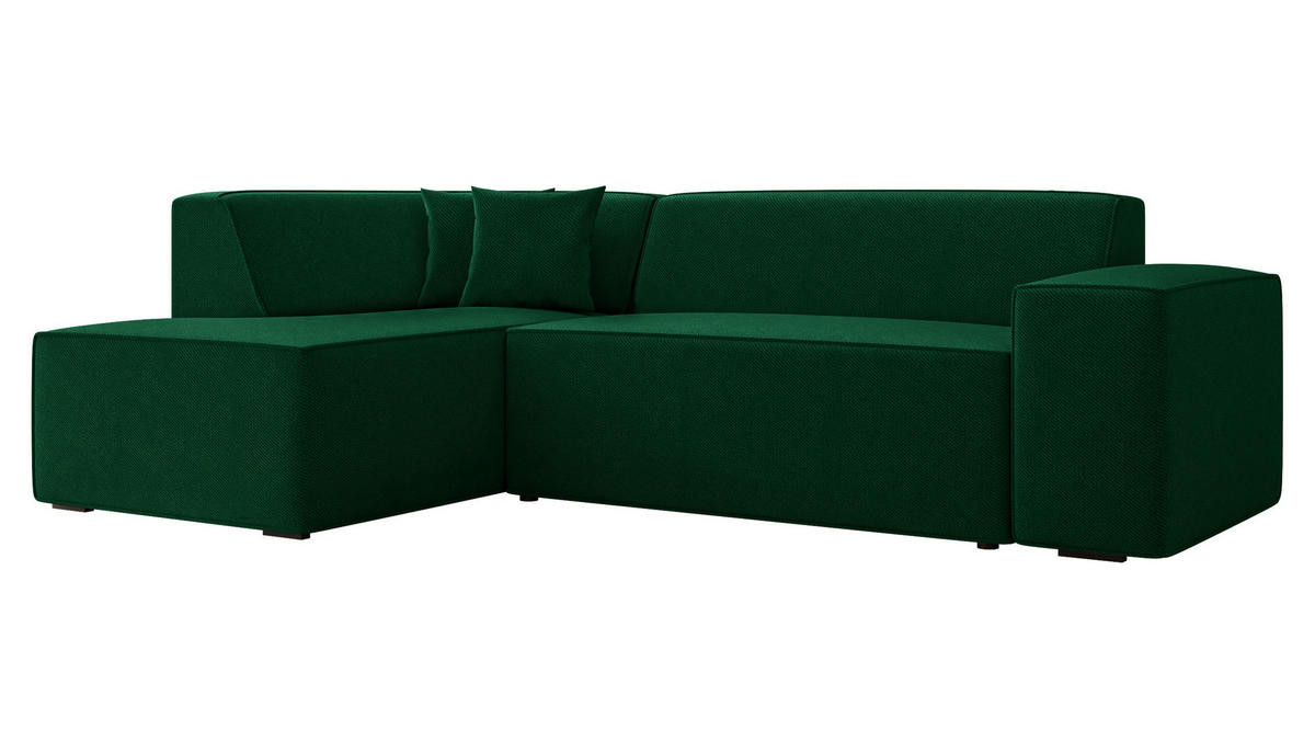 ECKSOFA Lordin, Seite: Links - Smaragdgrün, Holz/Textil (267/205cm) - MIRJAN24