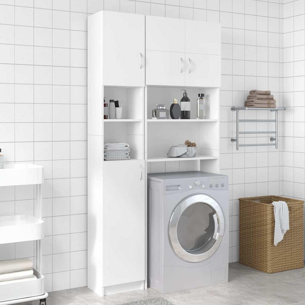 BADEZIMMERSCHRANK Weiss 32/25,5/190 Cm Holzwerkstoff - Weiß, Holzwerkstoff (25.5/190/32cm) - vidaXL
