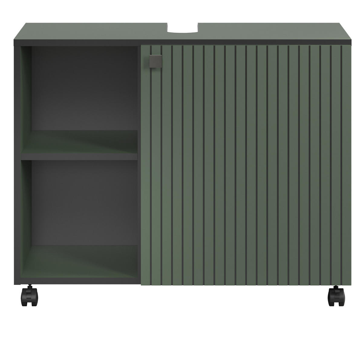 WASCHBECKENUNTERSCHRANK grün 80 cm, Badschrank auf Rollen - Schwarz/Grün, Holzwerkstoff/Metall (80/64/42cm) - Top.Furn