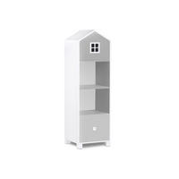 KINDERBÜCHERREGAL MIRUM mit Schublade und Türen, Weiß/Grau - Weiß/Grau, Holz (47/152/45cm) - KONSIMO®