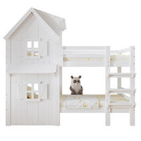ETAGENBETT 90/200 cm, Weiß mit Dach, Fenstern und Sicherheitsgeländer - Weiß, Holzwerkstoff (90/200cm) - MIVRAY
