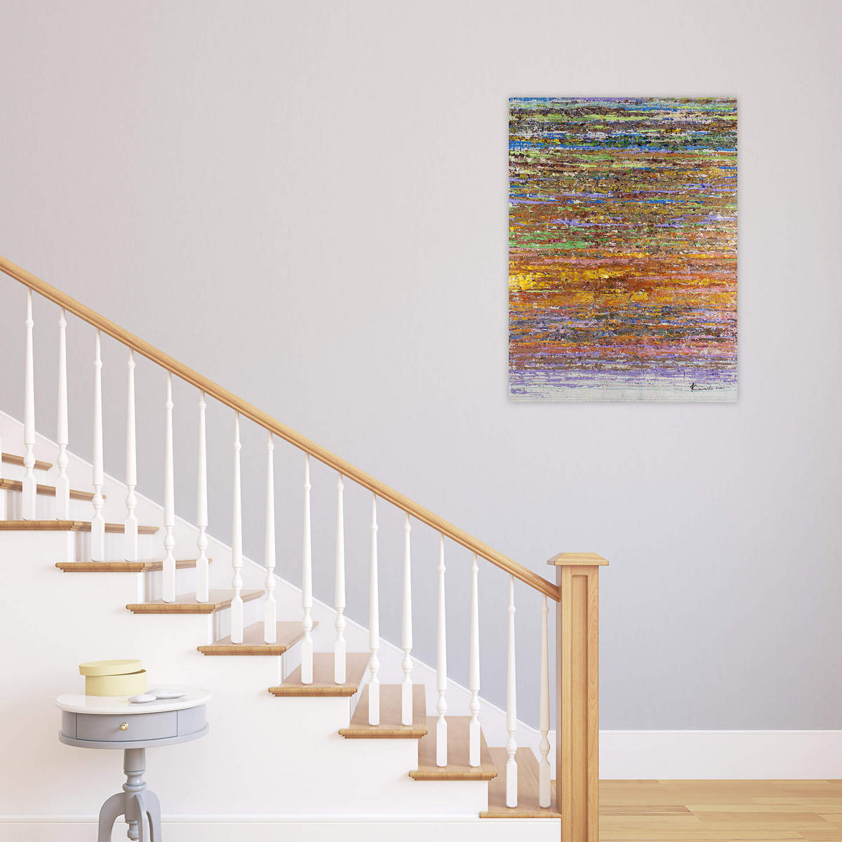 ÖLGEMÄLDE 75/100 cm - Blau/Gelb, Holz/Textil (75/100cm) - KUNSTLOFT