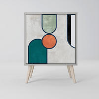 SIDEBOARD COOL STORY, Grau, 57,5x42x77,5 cm, Schräge Buchenholzfüße - Buchefarben/Multicolor, Holzwerkstoff/Buchenholz (57.5/77.5/42cm) - SpaceRebels