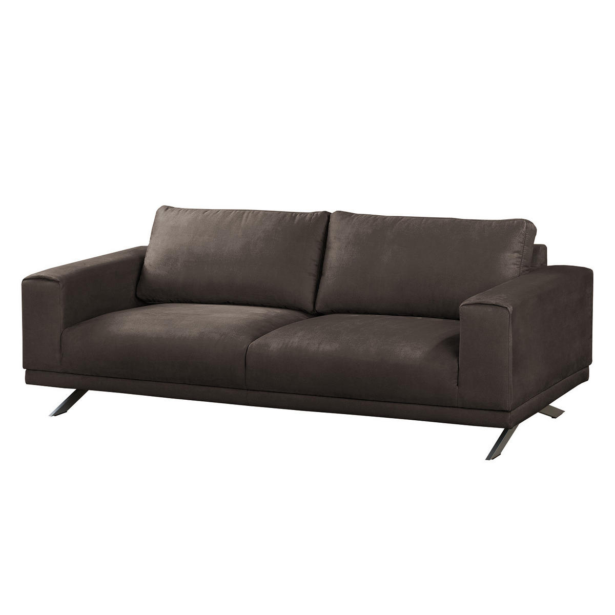 2,5-SITZER SOFA - Antiklederlook - Graubraun, Textil/Metall (216/81/89cm) - home24
