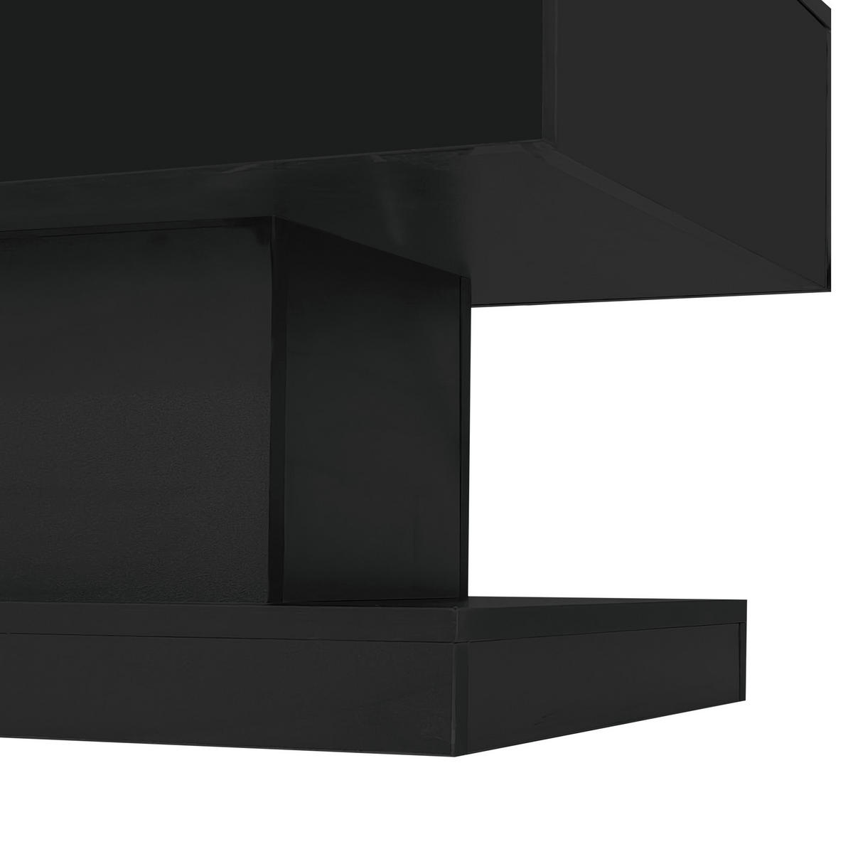 COUCHTISCH 100/50/45 cm in Schwarz mit LED-Beleuchtung und Hochglanz - Schwarz, Holzwerkstoff (100/50/45cm) - Flora Grace