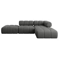 ECKSOFA modulares Sofa Kerru-L1 - 285x190x70 cm Dunkelgrau Velours - Dunkelgrau, Holzwerkstoff/Textil (285/190cm) - ALTDECOR