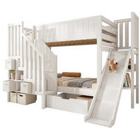ETAGENBETT 90x200 cm in Weiß mit Rutsche & Stauraum - Weiß, Holzwerkstoff (90/200cm) - Modfu