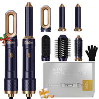 HAARSTYLER 6 in 1 Set mit automatischem Lockenstab und Warmluftbürste Blau - Blau, Kunststoff (20/8/26cm)