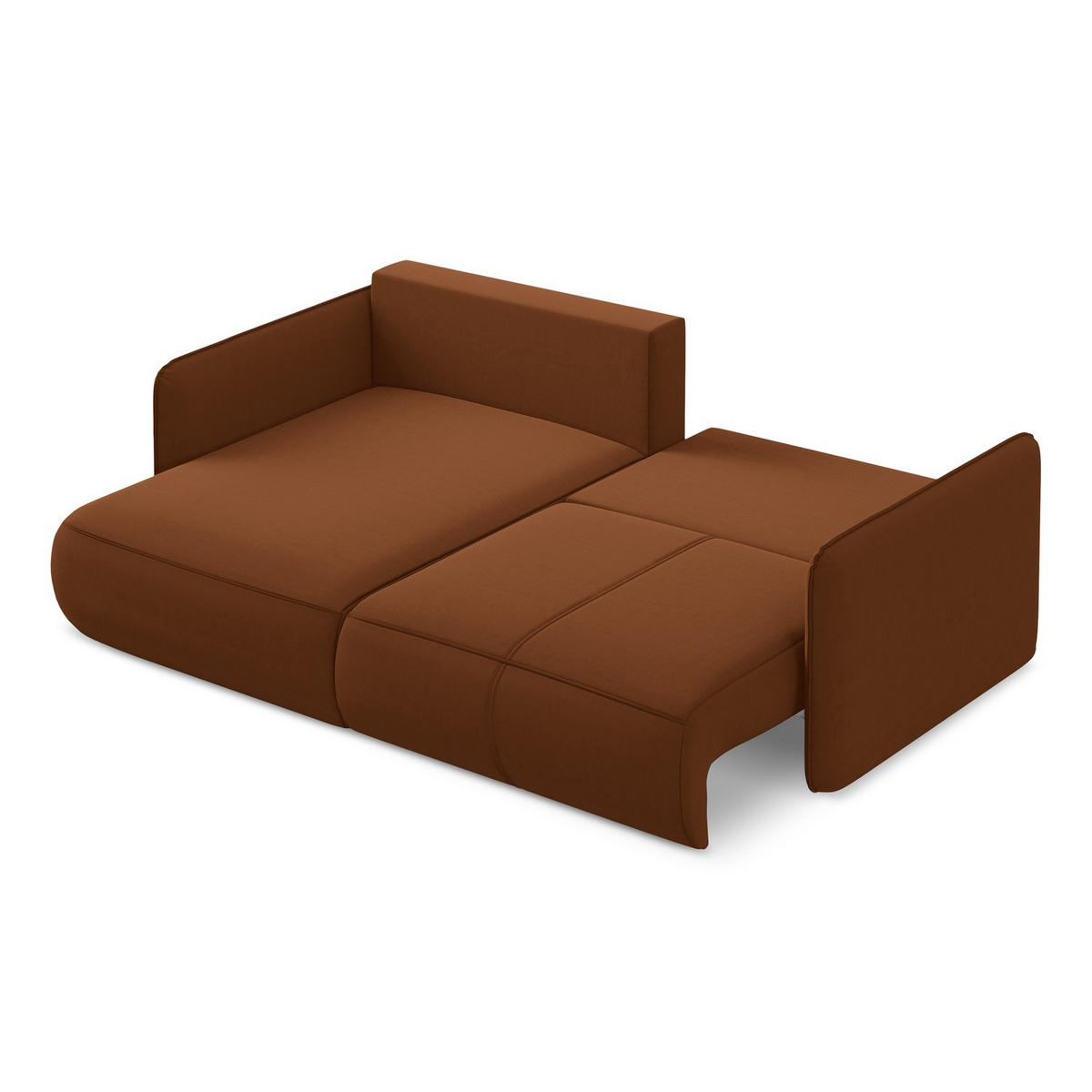 ECKSOFA mit Schlaffunktion Samt Stoff Orange - Terracotta/Schwarz, Kunststoff/Textil (148/207cm) - LaMiaSofa
