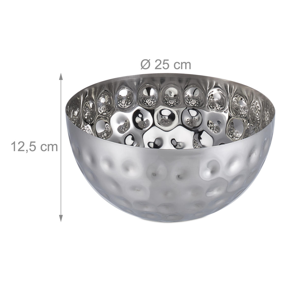 SERVIERSCHÜSSEL - Silberfarben, Metall (25/25/12.5cm) - Relaxdays
