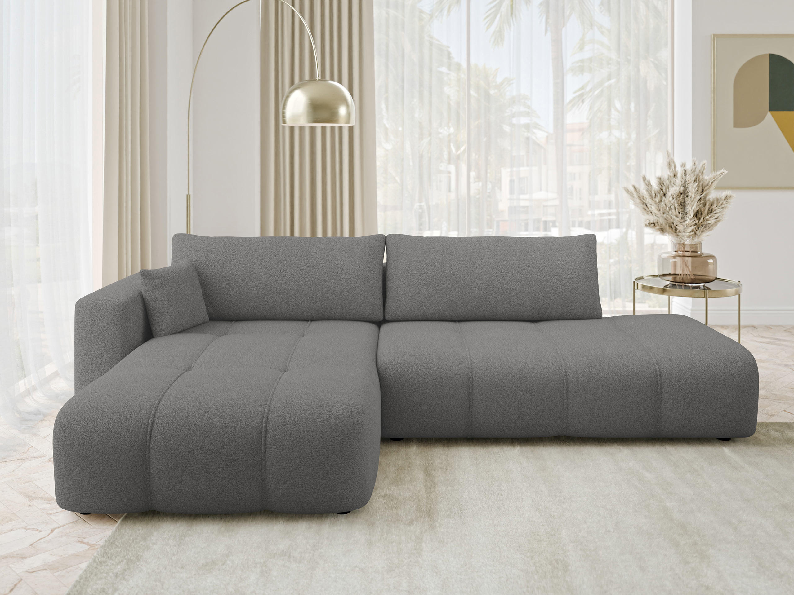 ECKSOFA Furyn O, Seite: Links - Greige/Schwarz, Holzwerkstoff/Kunststoff (262/145cm) - MIRJAN24