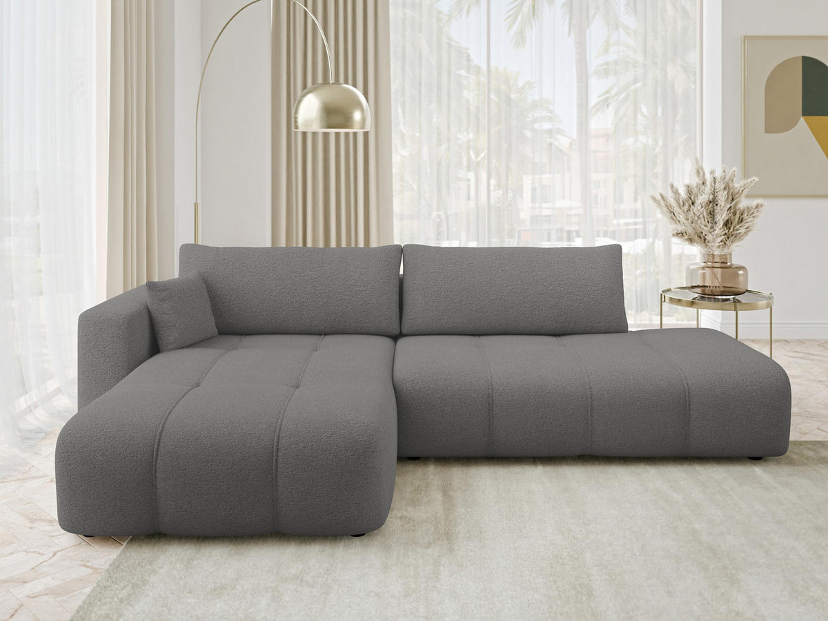 ECKSOFA Furyn O, Seite: Links - Greige/Schwarz, Holzwerkstoff/Kunststoff (262/145cm) - MIRJAN24