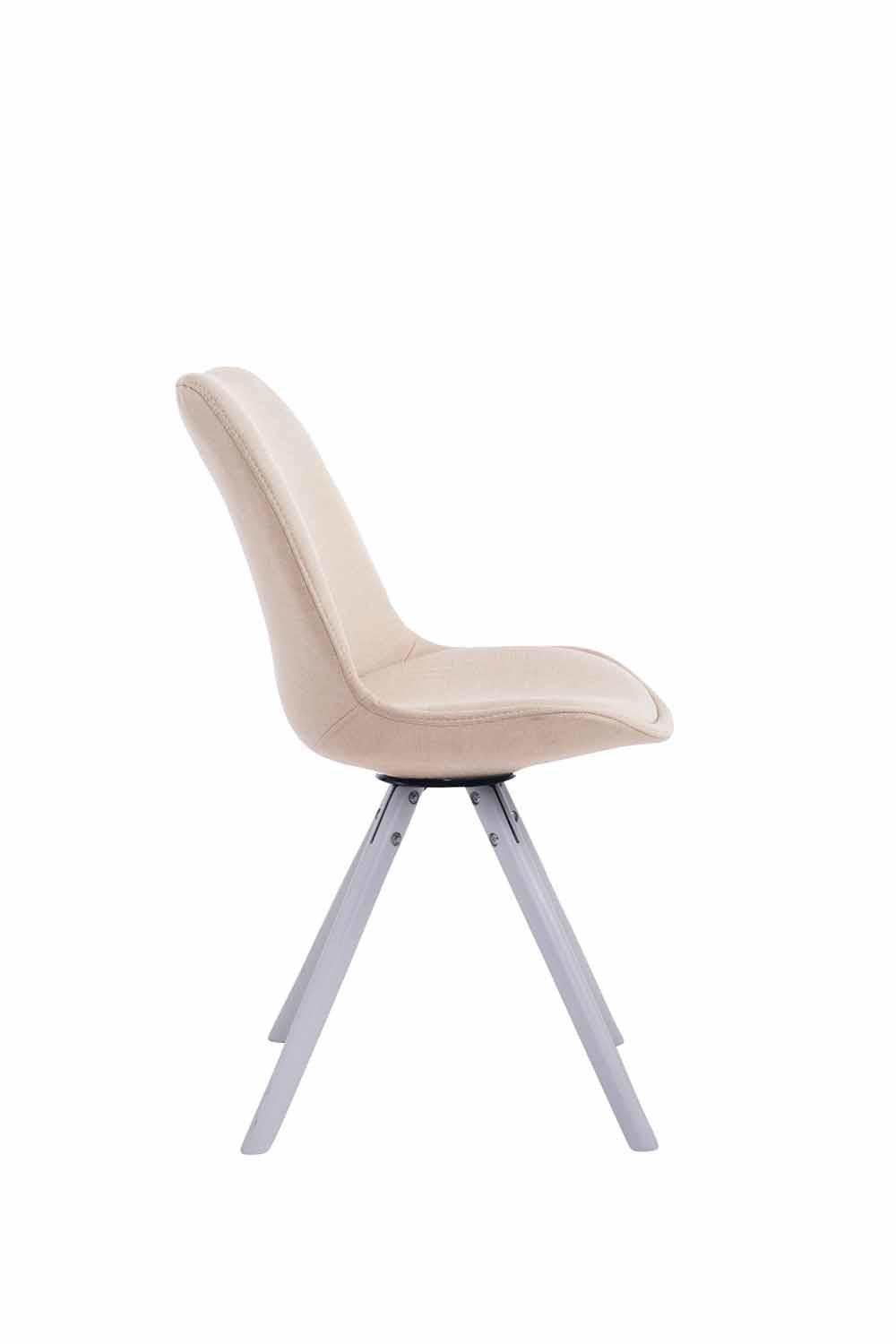 BESUCHERSTUHL Toulon Stoff, Gestell Buchenholz Weiß rund Creme - Naturfarben/Weiß, Holz/Buchenholz (48/83/56cm) - TPFLiving