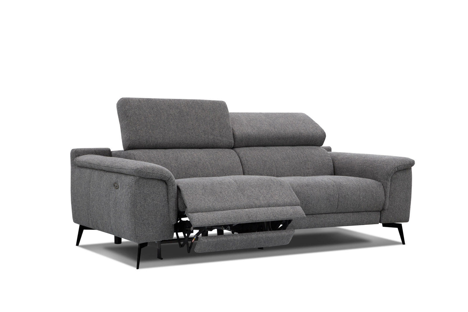 RELAXSOFA FIERO 3-Sitzer mit 1 Relaxfunktion, dunkelgrau - Dunkelgrau/Schwarz, Holzwerkstoff/Textil (212/82/103cm) - Courtois Laville