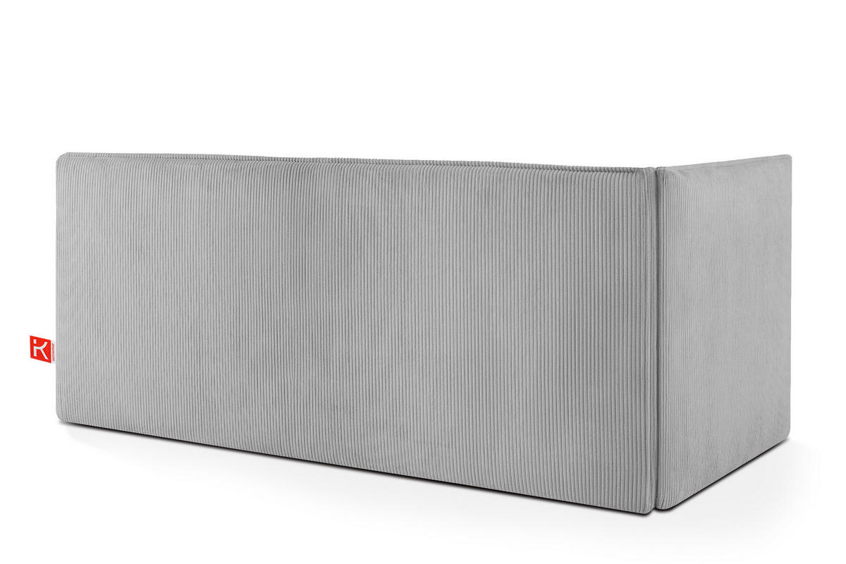 JUGENDBETT ROTI Einzelbett mit Bettkasten, 90x200cm, Bett mit Bonellmatratze, mit Rückenlehne - Hellgrau/Schwarz, Holz/Holzwerkstoff (92/200cm) - KONSIMO®