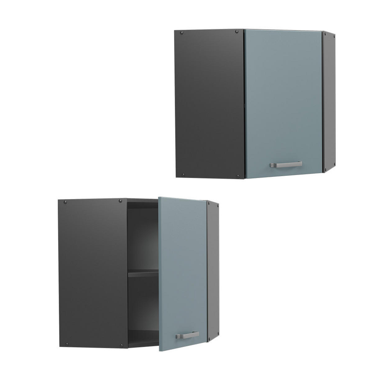 ECKHÄNGESCHRANK HÄNGESCHRANK R-Line Blau-Grau 57 cm - Anthrazit/Blaugrau, Holzwerkstoff (57/60/34.1cm) - Vicco