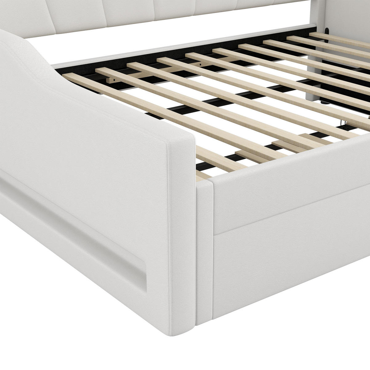 AUSZIEHBETT 140/200 cm DE-03394, mit LED, in Beige - Beige, Holzwerkstoff (140/200cm) - ComfortXL