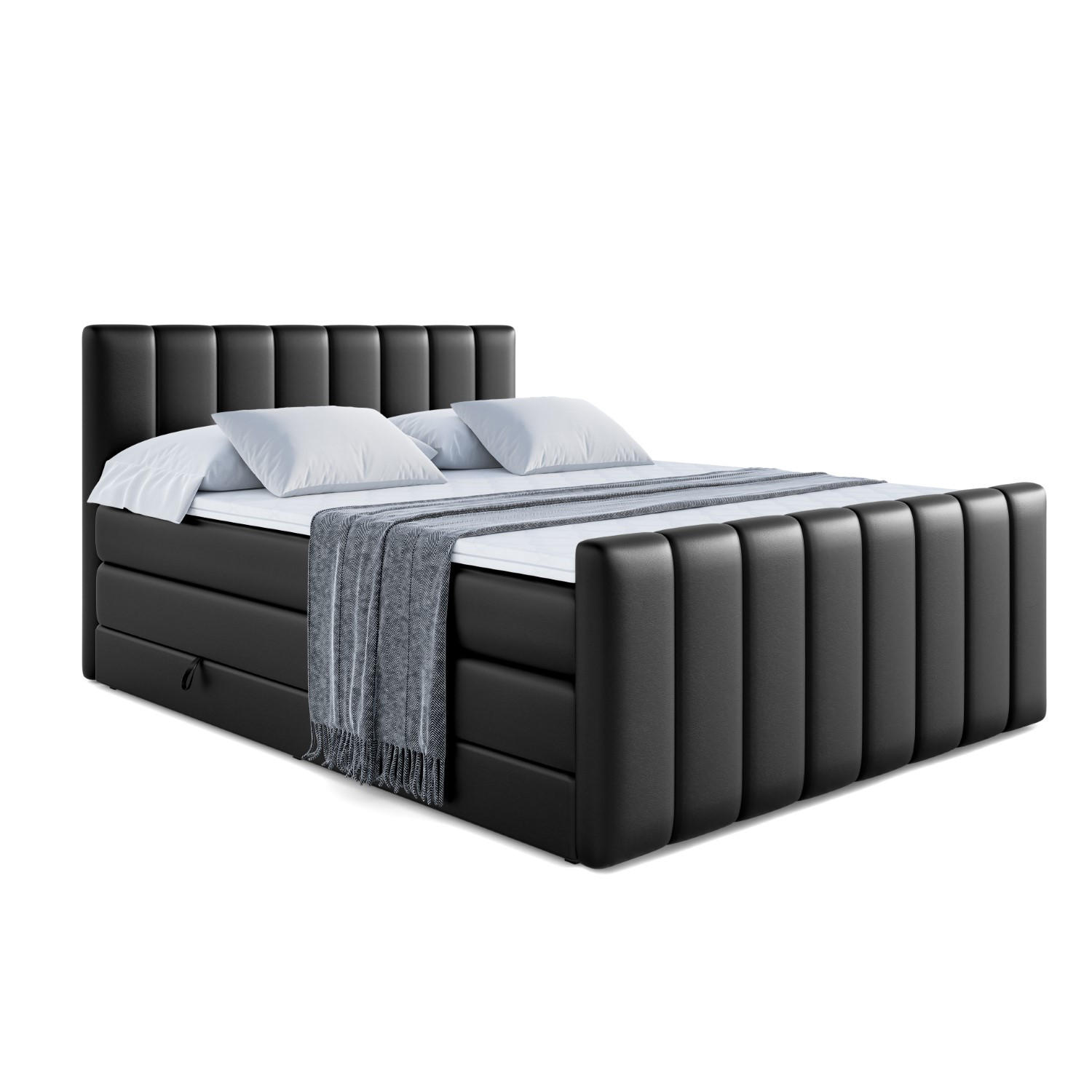 BOXSPRINGBETT OTTA-Z KING - 200x200 - H3/H4 - Schwarz Hochglanz - Schwarz Hochglanz, Holzwerkstoff (200/200cm) - ALTDECOR