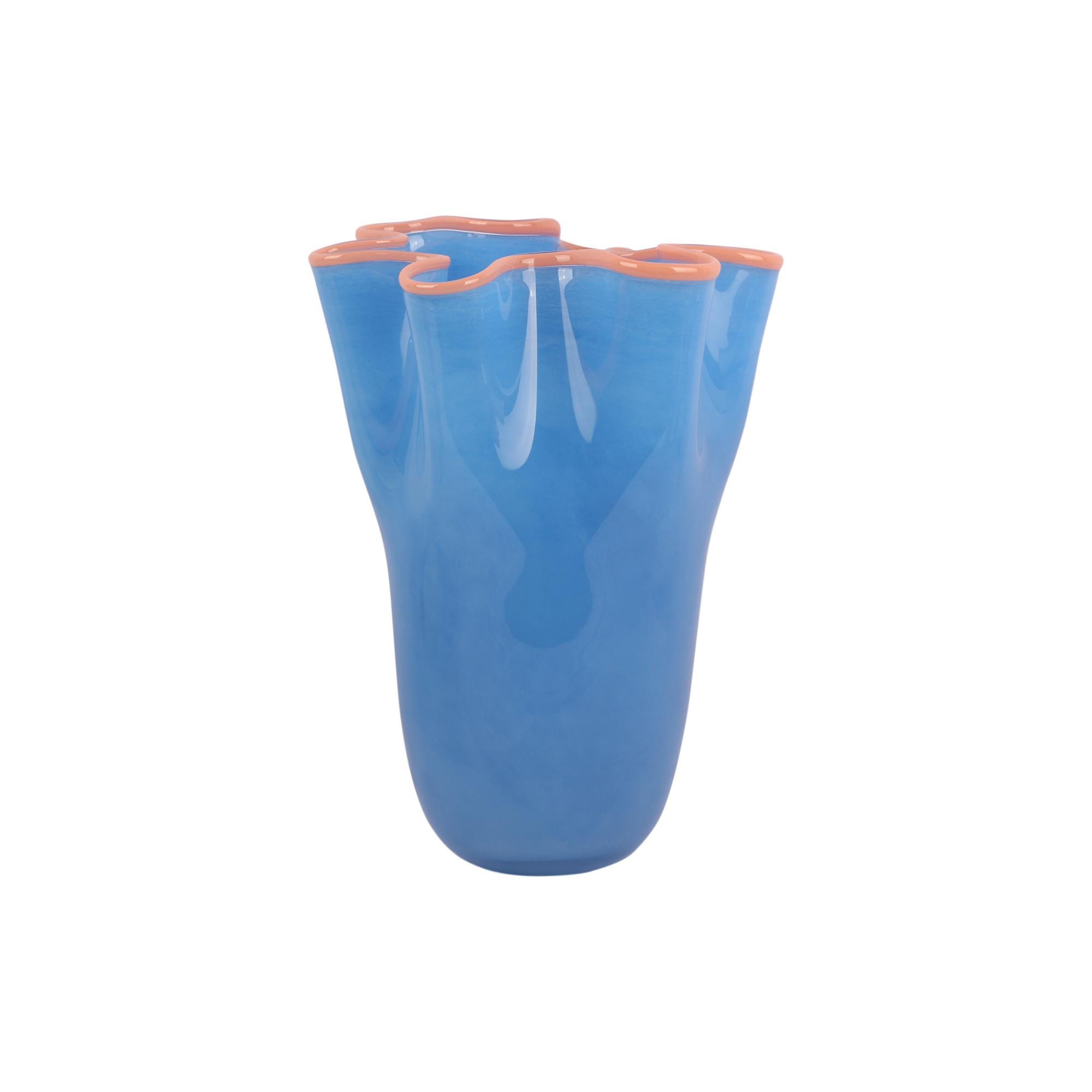 VASE Ruffles Groot Blau 23/23/31.5 cm - Blau, Glas (31.5cm) - Present Time