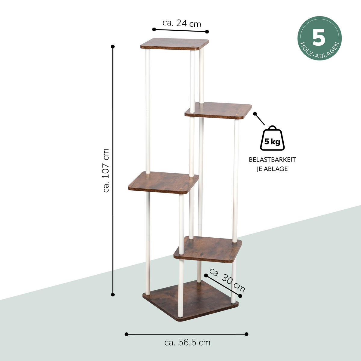 PFLANZENSTÄNDER, weiß - Weiß, Metall (56.5/30/107cm) - eluno