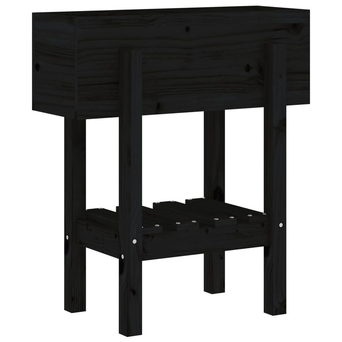 PFLANZKÜBEL Schwarz 62x30x69 cm Massivholz Kiefer - Schwarz, Holz (62/69/30cm)