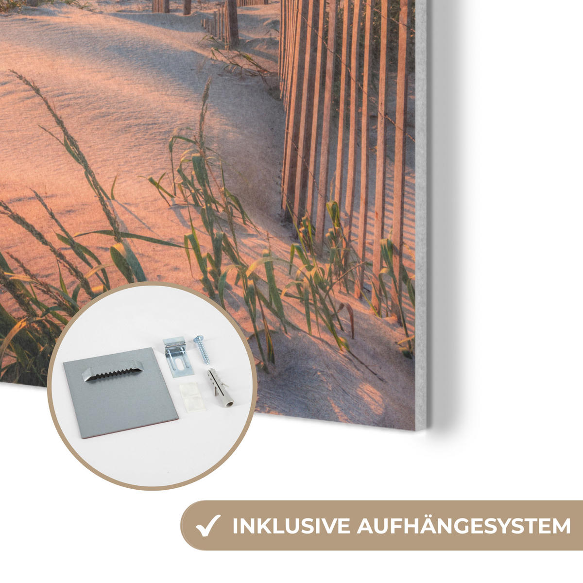 AKUSTIKPANEEL Strand - Meer - Düne - Sonnenuntergang - Landschaft 90x90 cm - Beige, Textil (90/0.9/90cm) - MuchoWow