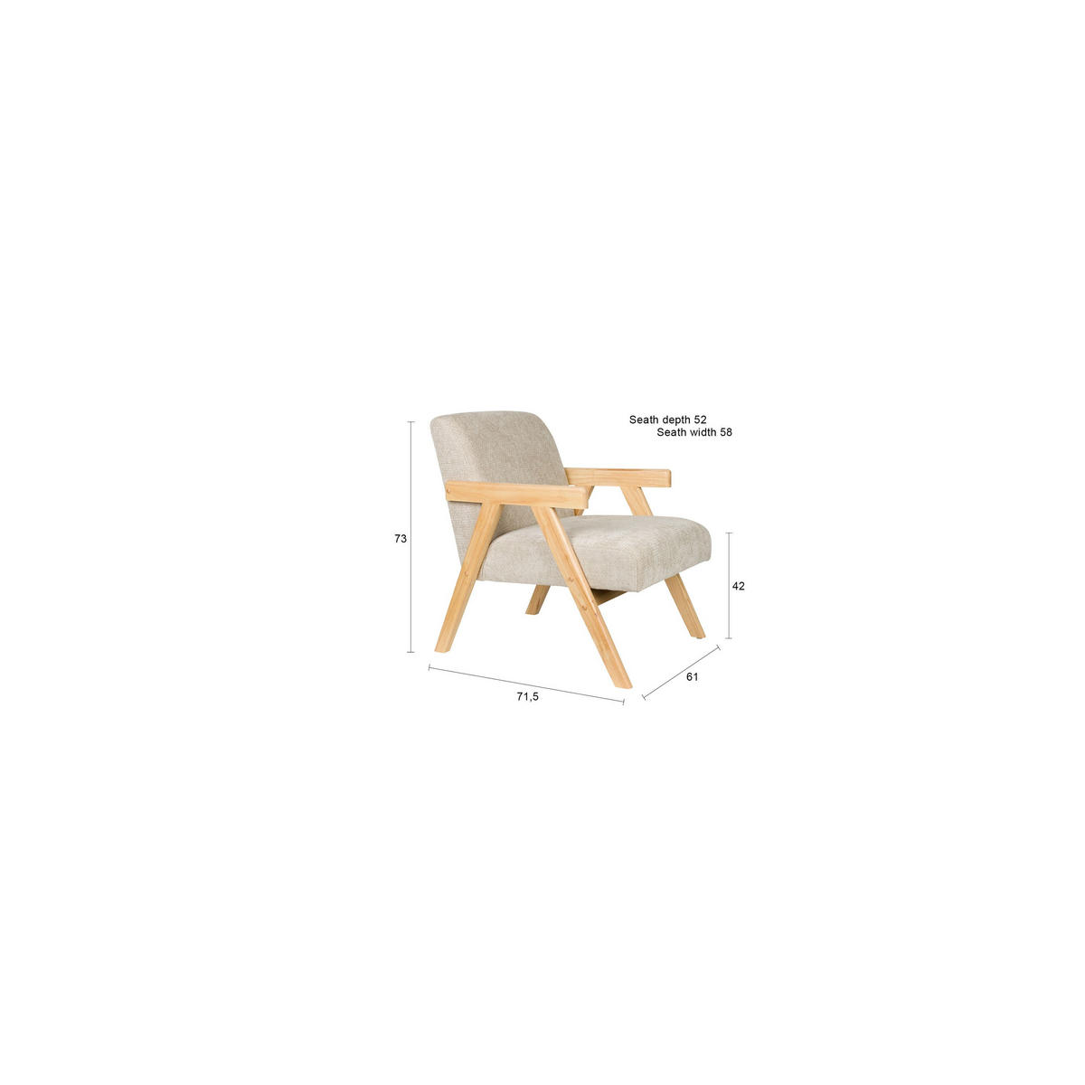SESSEL Panadero Natural/ Beige - Beige, Textil (61/73/71.5cm) - Housecraft Living