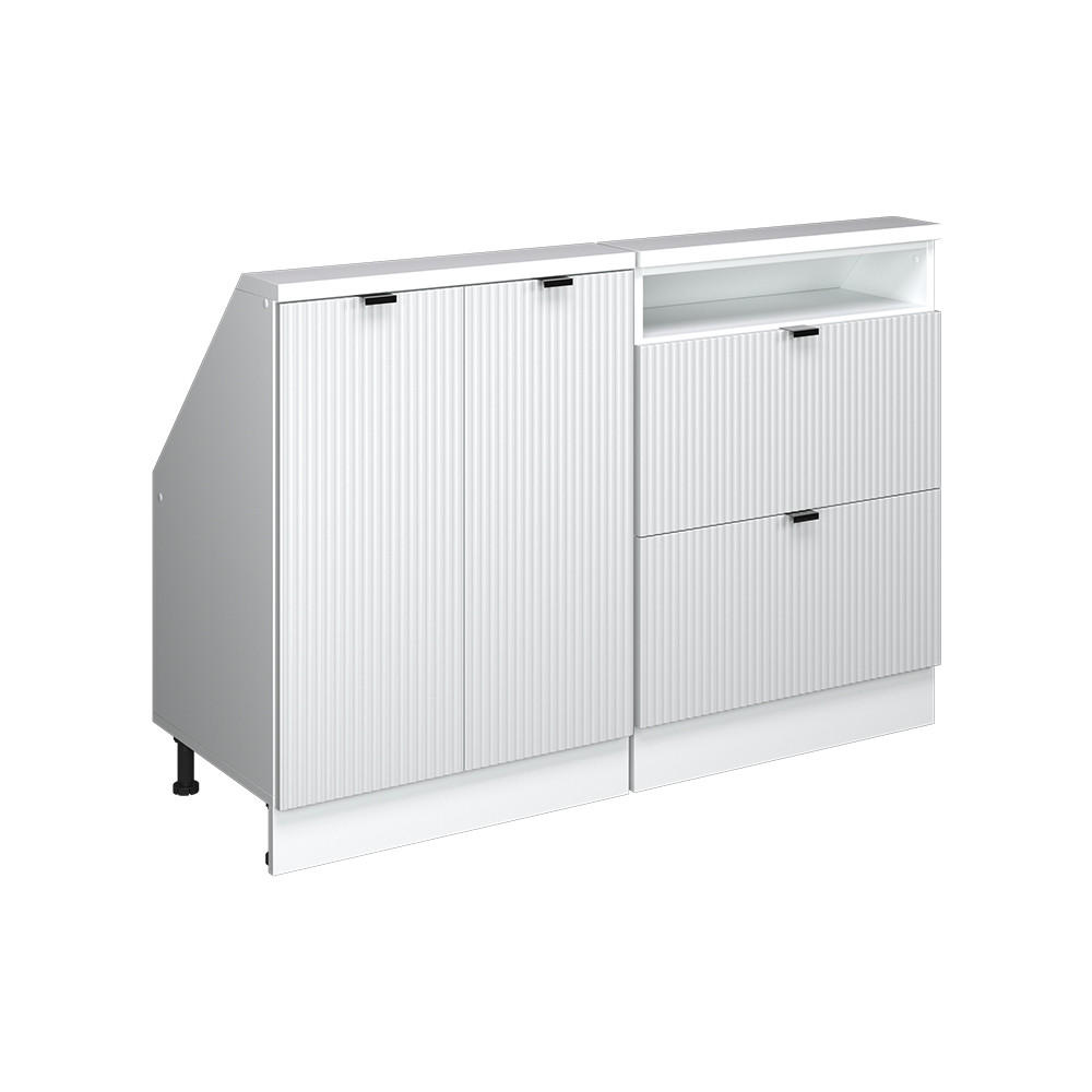 DACHSCHRÄGENSCHRANK-SET Rion Weiß Riffel 120 cm 2er Set - Weiß, Holzwerkstoff (120/81.6/46cm) - Vicco