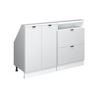 DACHSCHRÄGENSCHRANK-SET Rion Weiß Riffel 120 cm 2er Set - Weiß, Holzwerkstoff (120/81.6/46cm) - Vicco