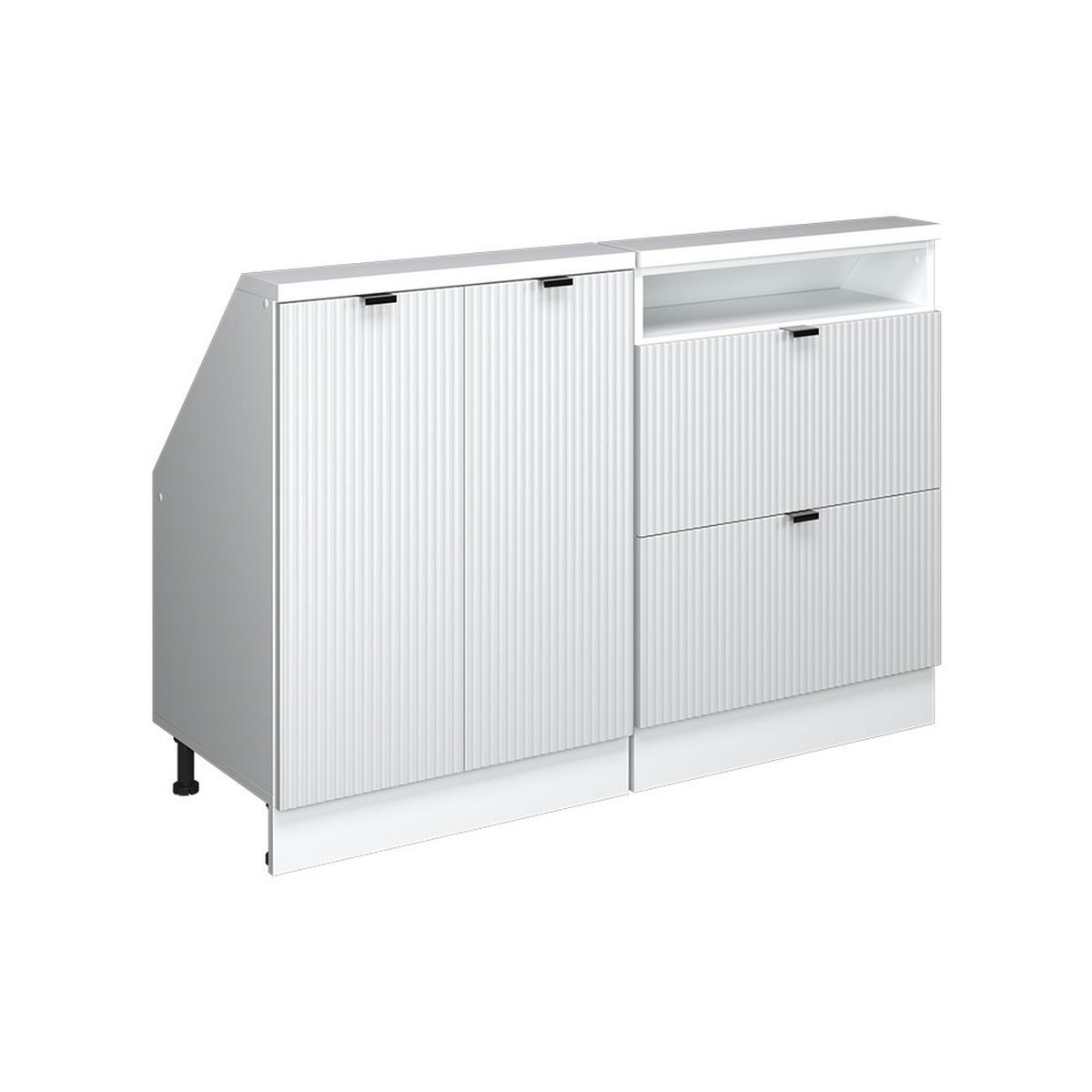 DACHSCHRÄGENSCHRANK-SET Rion Weiß Riffel 120 cm 2er Set - Weiß, Holzwerkstoff (120/81.6/46cm) - Vicco