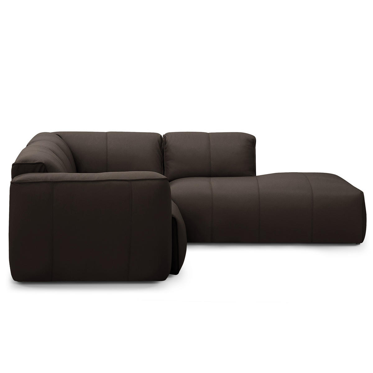 3-SITZER ECKSOFA mit Recamiere - Dunkelbraun/Schwarz, Leder/Kunststoff (295/231cm) - home24
