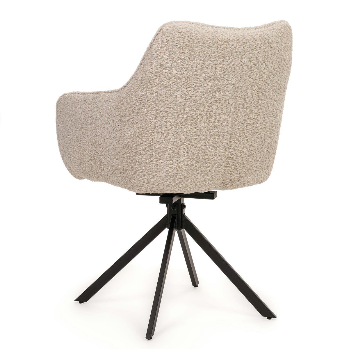 STUHL PIANO drehbar gepolsterter mit Steppung - cream - Boucle - Creme/Schwarz, Textil/Metall (59/88/61cm) - NEW HOME