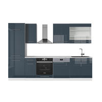 KÜCHENZEILE Fame-Line Dunkelblau Hochglanz/Weiß 300 cm, AP Marmor - Dunkelblau/Weiß, Holzwerkstoff (300/81.6/60cm) - Vicco