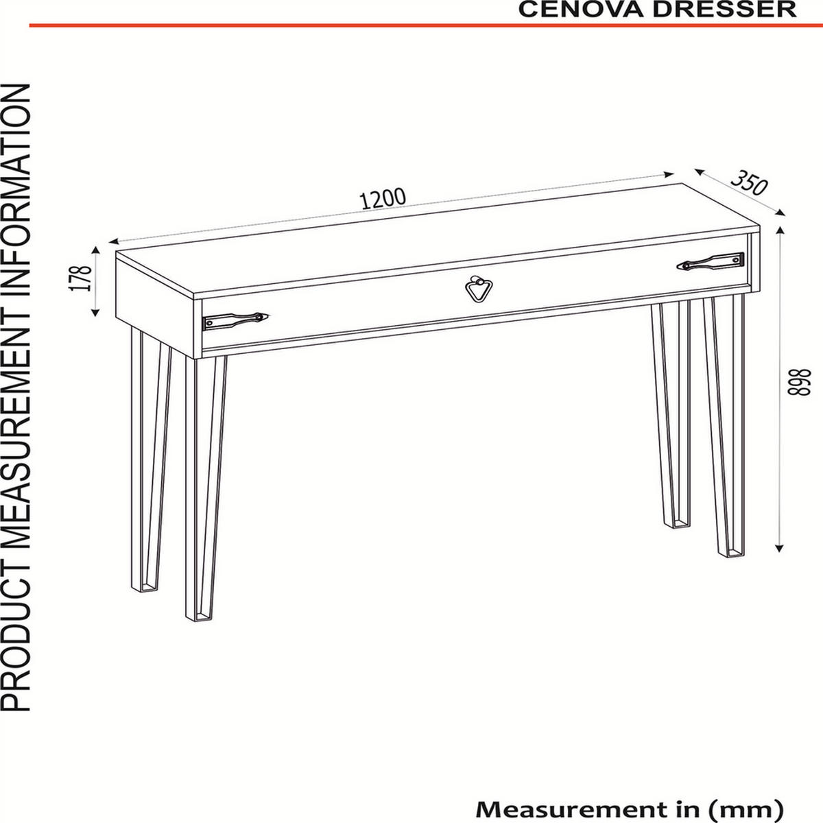 KONSOLENTISCH Genova Walnuss - Walnussfarben/Schwarz, Holzwerkstoff/Metall (35/120/90cm) - moebel17