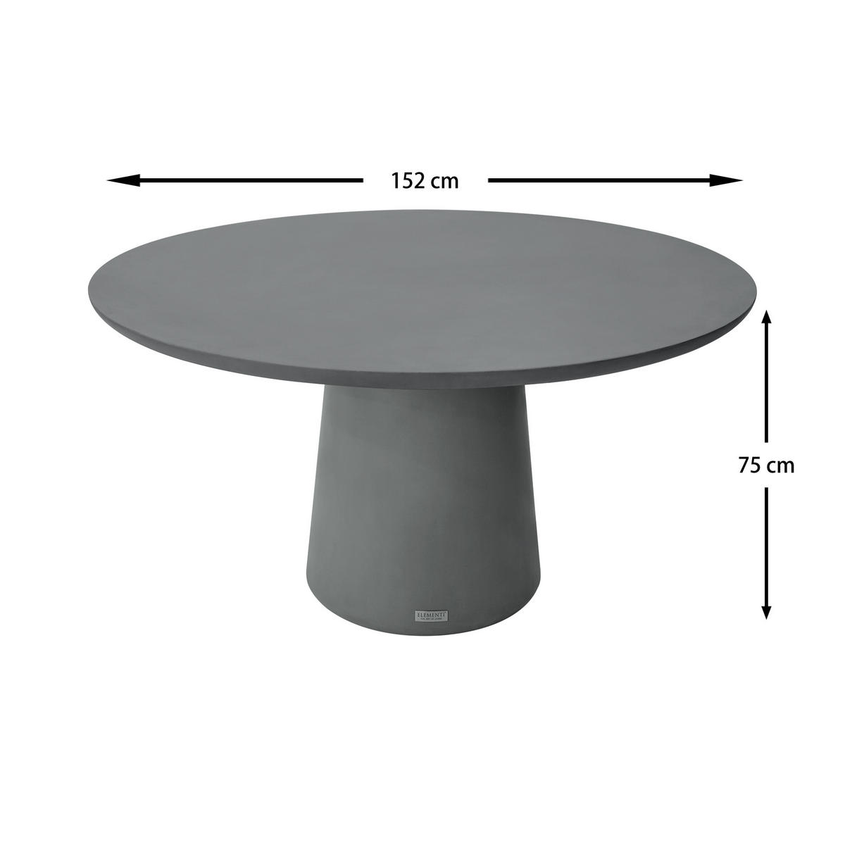 ESSTISCH RIO Groß aus Beton 152x152x75 - Grau, Naturmaterialien (152/152/75cm) - Elementi