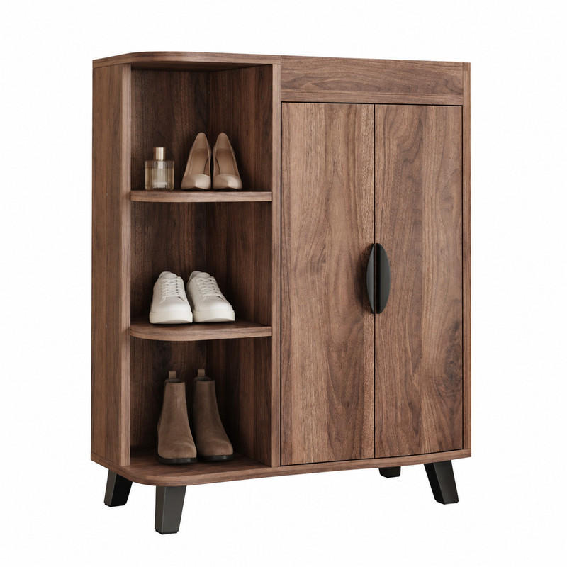 SCHUHSCHRANK schmal 80 x 32 x 99 cm Walnut mit offenen Fächern - Walnussfarben, Holzwerkstoff (32/99/80cm) - Beauniv