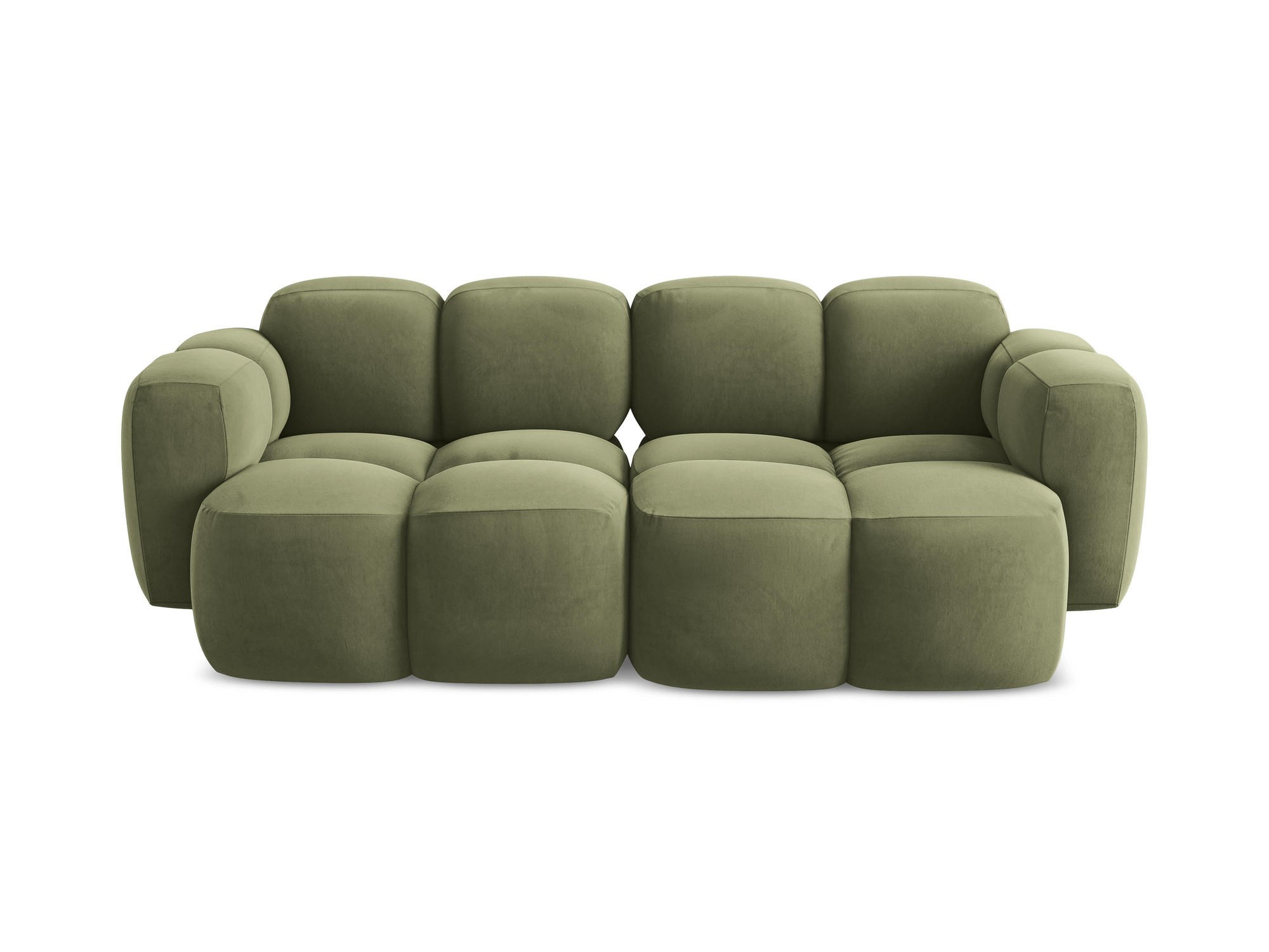 2-SITZER SOFA Samt Stoff Grün - Schwarz/Olivgrün, Holzwerkstoff/Kunststoff (210/72/115cm) - Makamii
