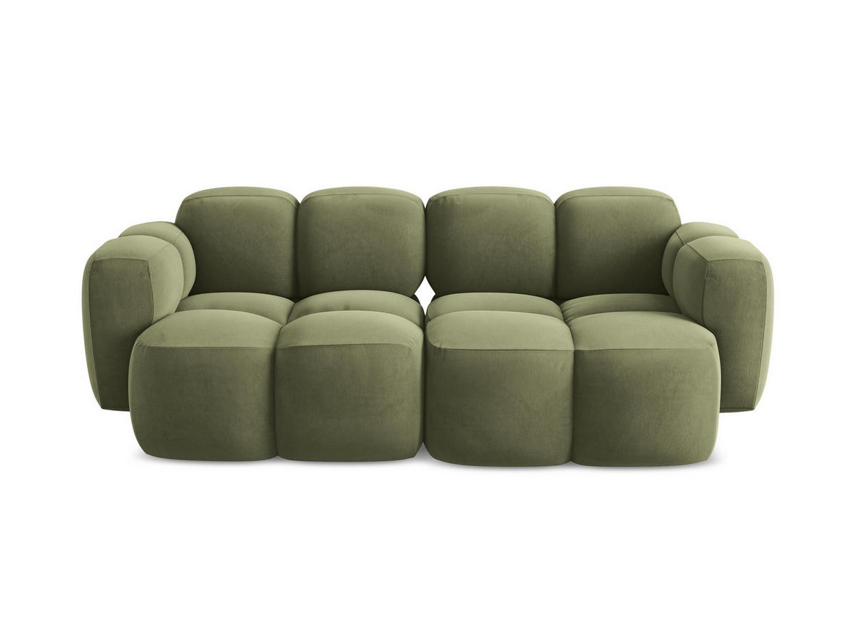 2-SITZER SOFA Samt Stoff Grün - Schwarz/Olivgrün, Holzwerkstoff/Kunststoff (210/72/115cm) - Makamii