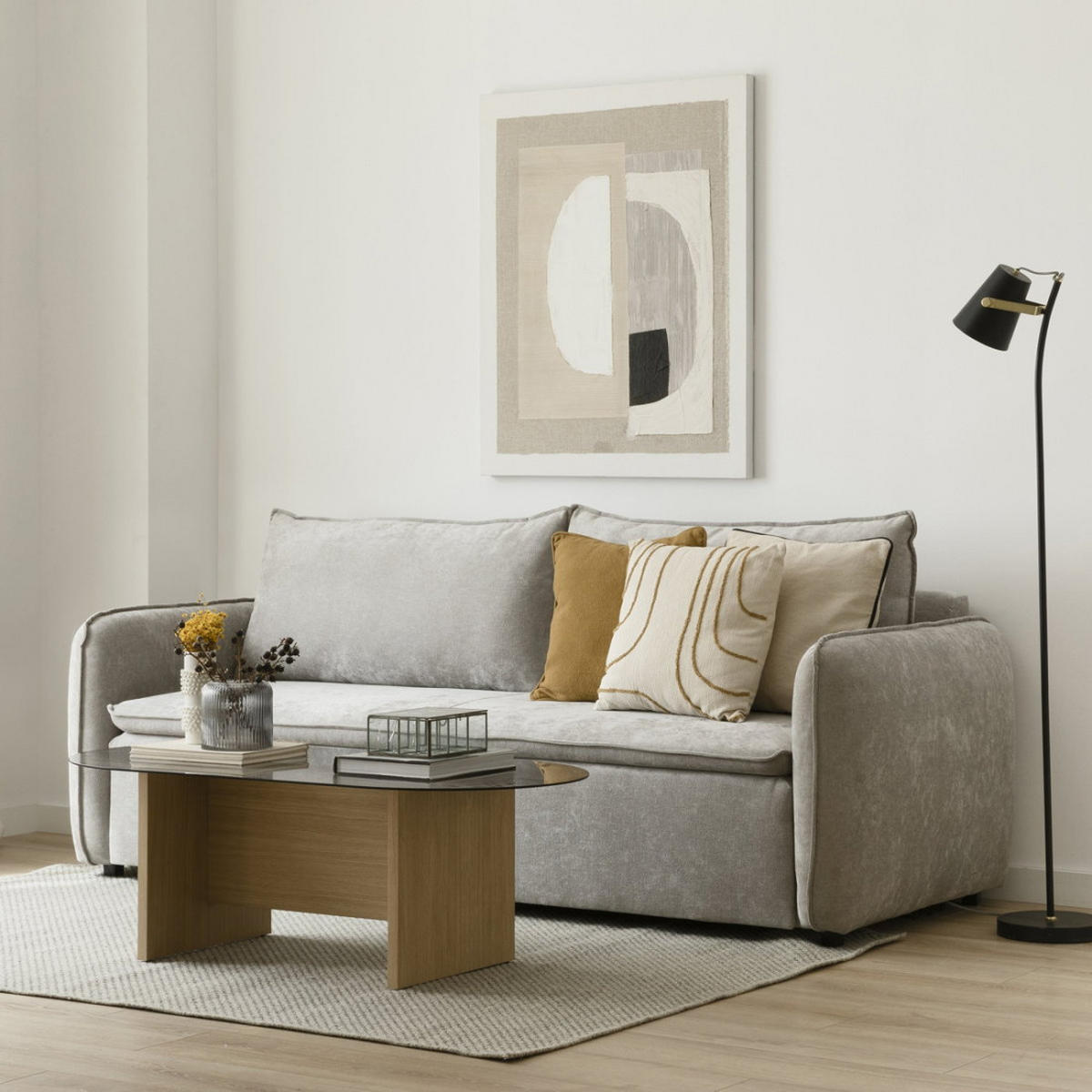 SCHLAFSOFA Ander Grau 224 cm x 89 cm - Grau, Textil (224/89/92cm) - Kenay Home