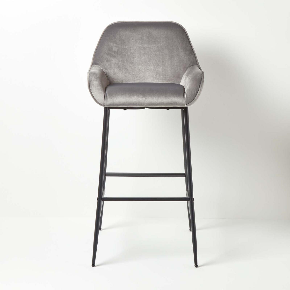 BARSTUHL Eton, Samt mit Rückenlehne - Grau, Textil (50/103/51cm) - Homescapes