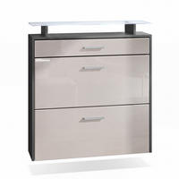 SCHUHSCHRANK Malea Fronten in Sandgrau Hochglanz - Sandfarben, Holzwerkstoff (89/96/23cm) - Vladon